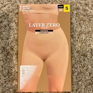 Layer Zero Shapewear Nylon Shorts 2 pk - Black and Dark Beige